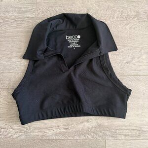 Becca Black Sleeveless Collared Crop Top Size S